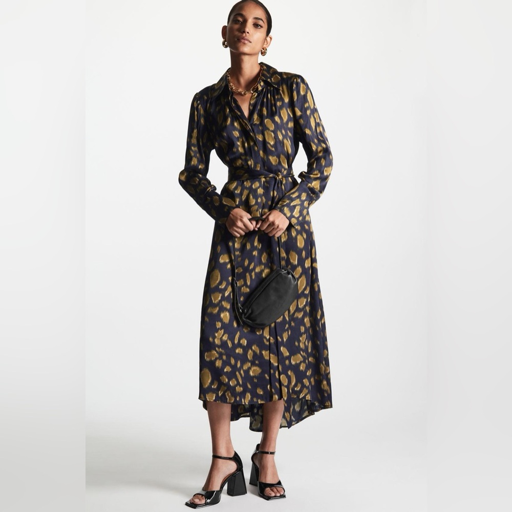 COS printed midi shirt dress with self tie belt, size 4 - Picture 15 of 15